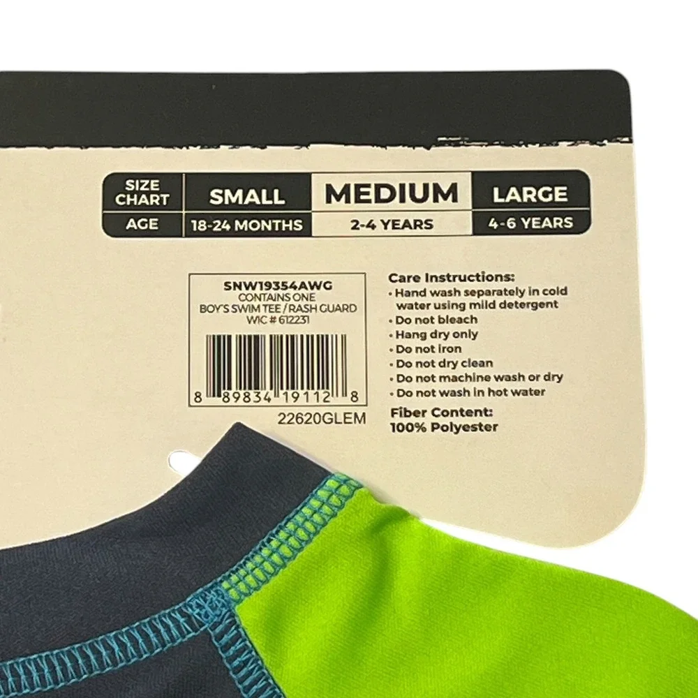 Sun Smart Boy's Rash Guard Swim Tee UPF 50+ Surf Car Graphic Green Blue Size 2-4